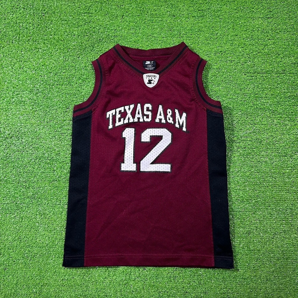 Vintage Texas A&M Starter Jersey Youth Med. 90s Aggie Basketball Jersey Kids 8-1